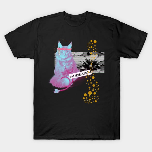 Katze Allergie Trip Vapor Techno Party Doktor Fun T-Shirt by Maggini Art